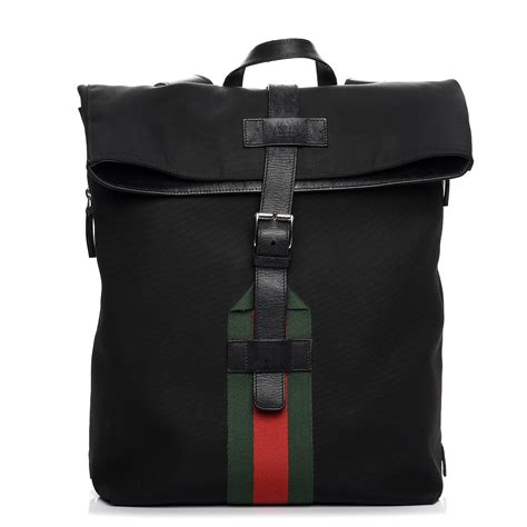 gucci black large backpack|gucci black canvas backpack.